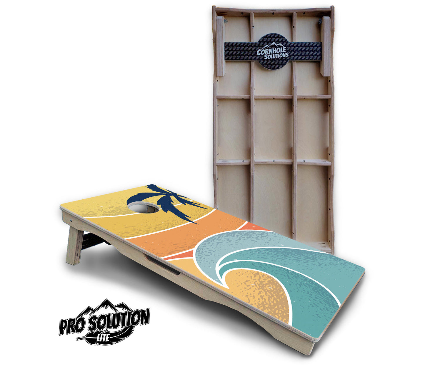 Retro Beach Cornhole Boards - Pro Solution Lite Series