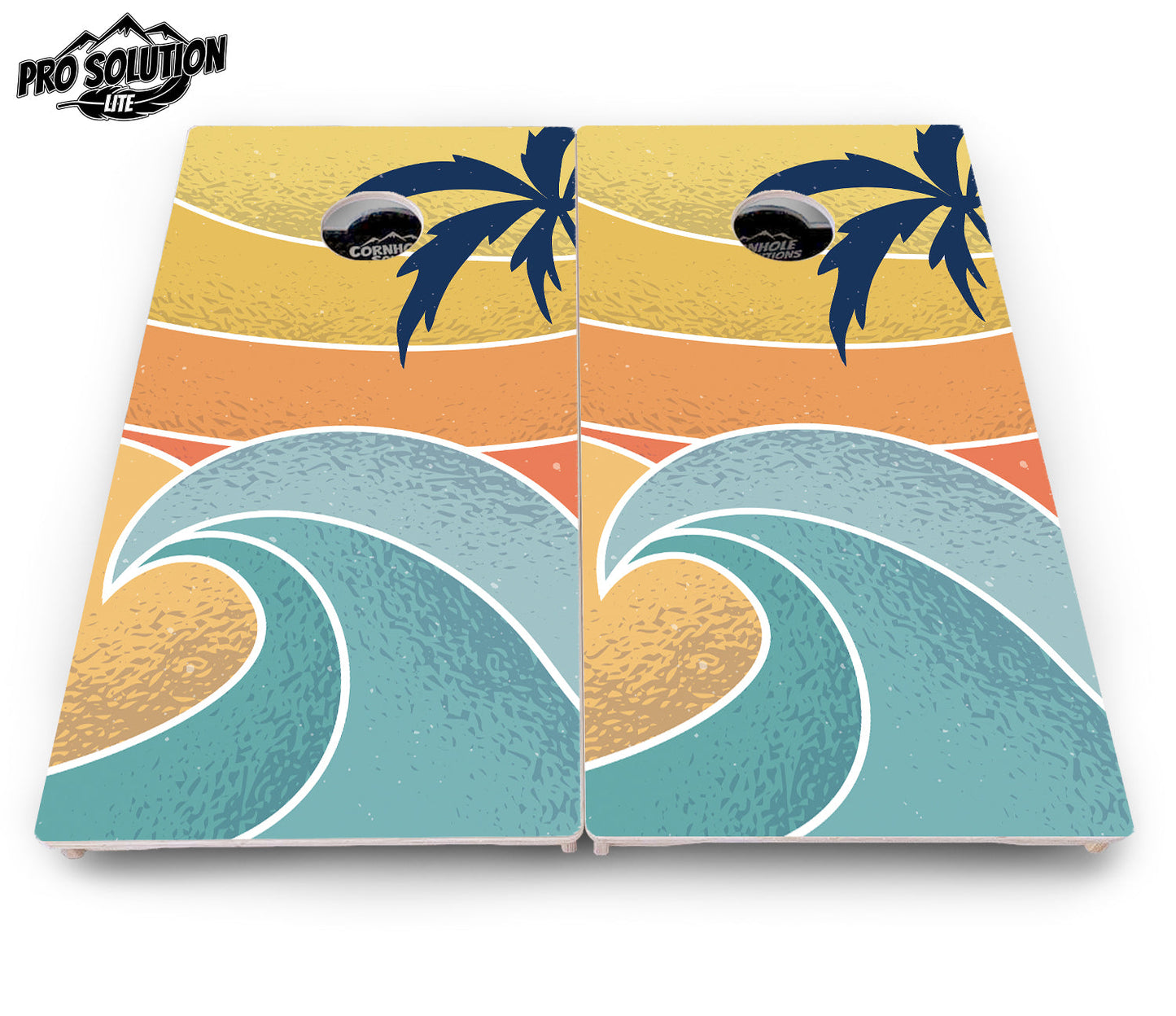 Retro Beach Cornhole Boards - Pro Solution Lite Series