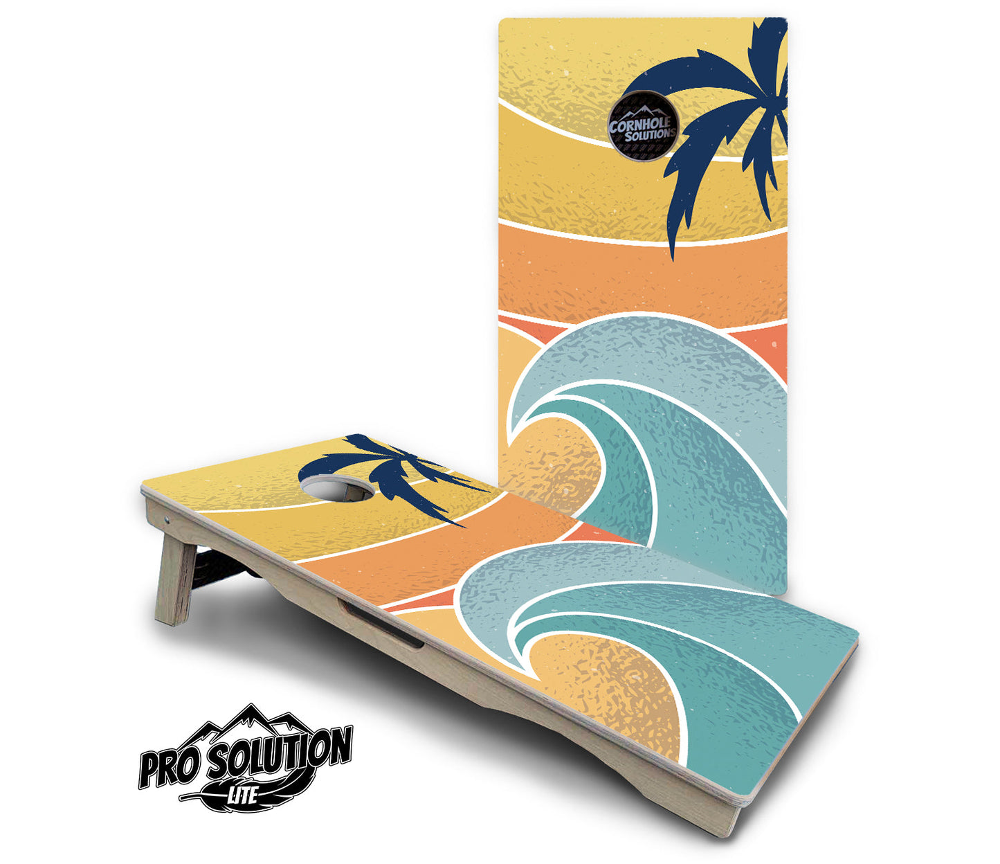 Retro Beach Cornhole Boards - Pro Solution Lite Series
