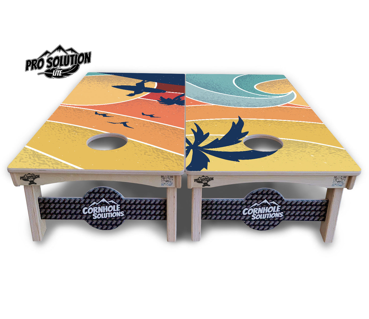 Retro Beach Cornhole Boards - Pro Solution Lite Series