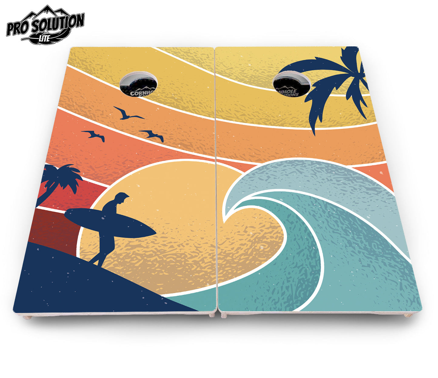 Retro Beach Cornhole Boards - Pro Solution Lite Series
