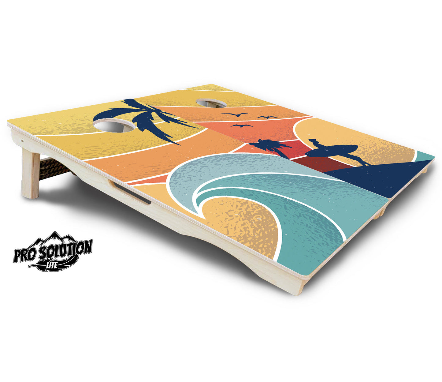 Retro Beach Cornhole Boards - Pro Solution Lite Series