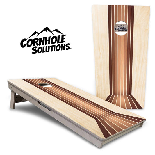 Retro Wood Lines Cornhole Boards - Professional Tournament Series