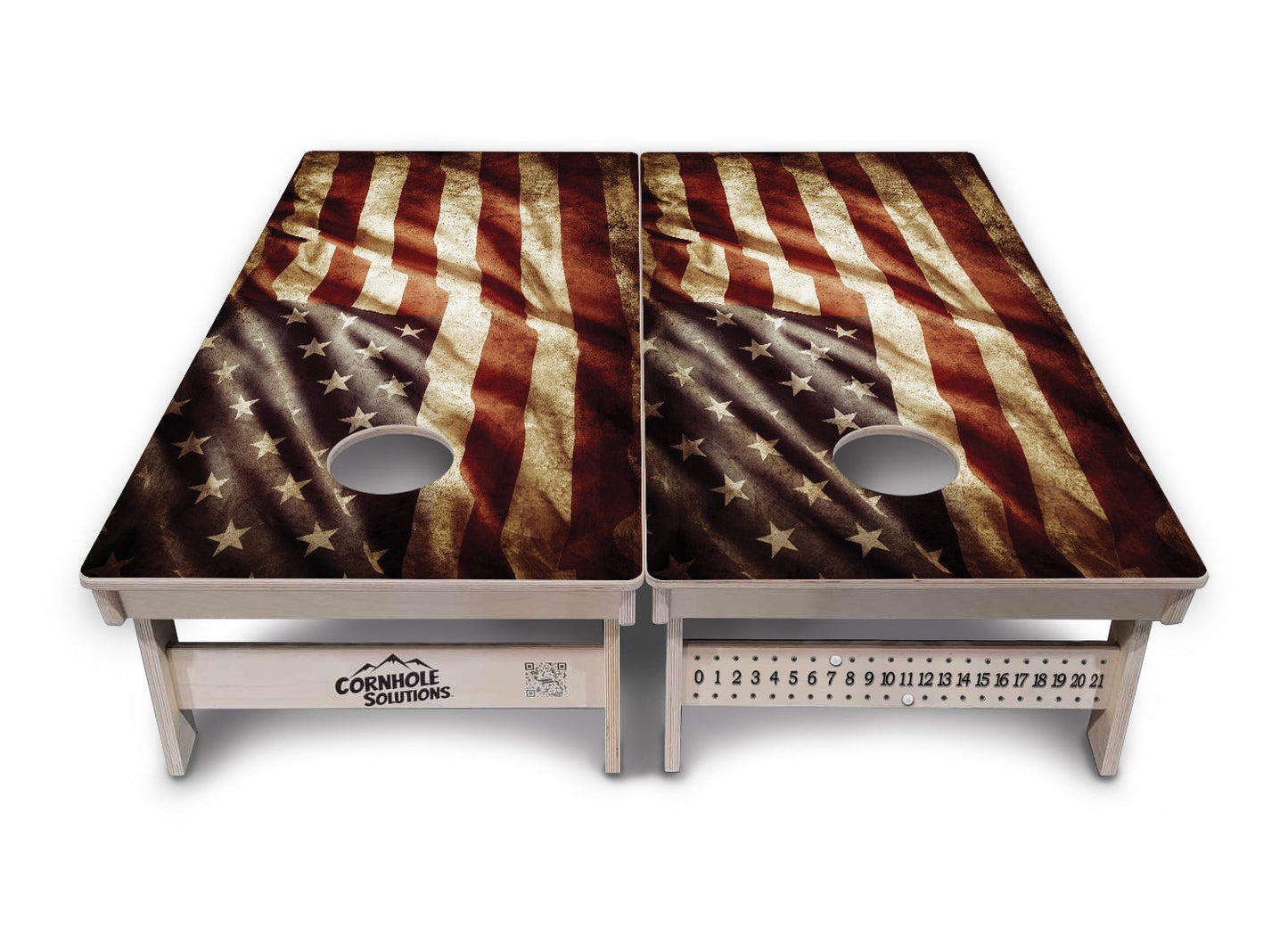 Rustic Wavy Flag Cornhole Boards - Professional Tournament Series