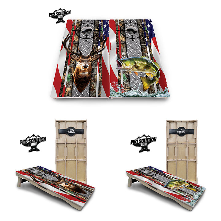 Scope Deer & Fish Cornhole Boards - Pro Solution Elite Series