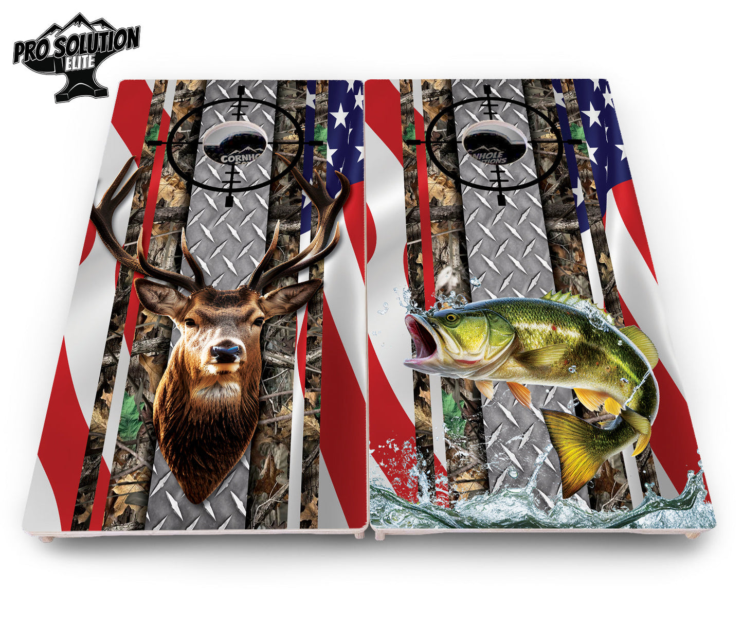 Scope Deer & Fish Cornhole Boards - Pro Solution Elite Series