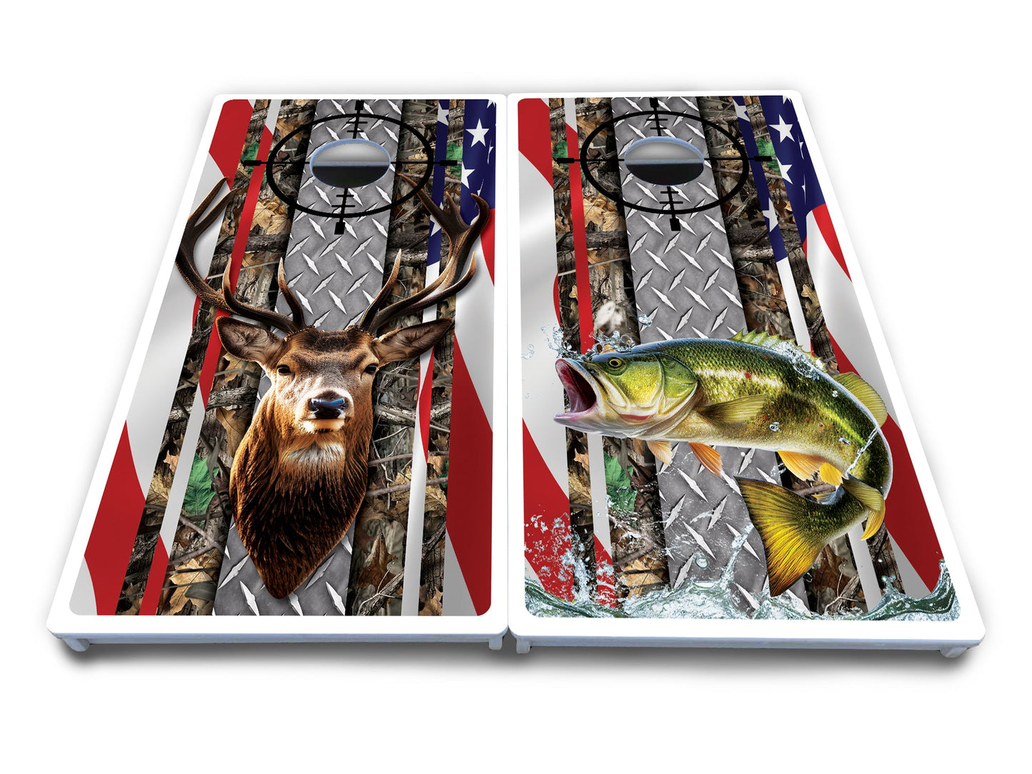 Scope Deer & Fish Cornhole Boards - All Weather Series