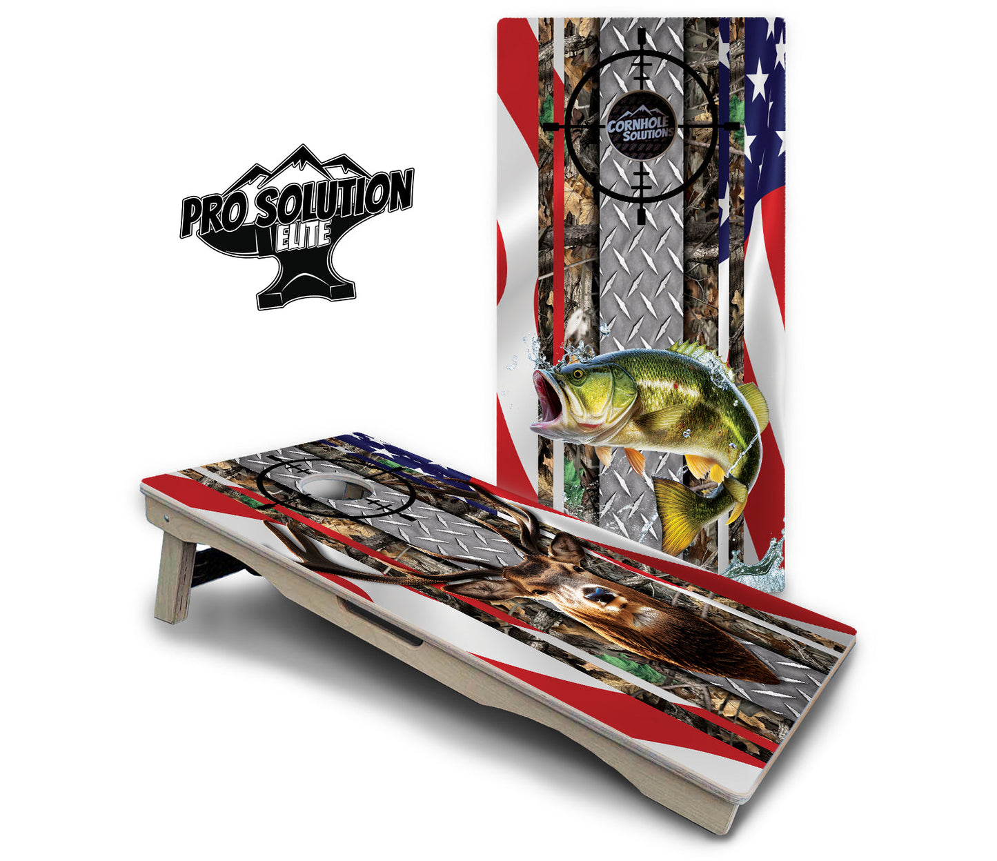Scope Deer & Fish Cornhole Boards - Pro Solution Elite Series