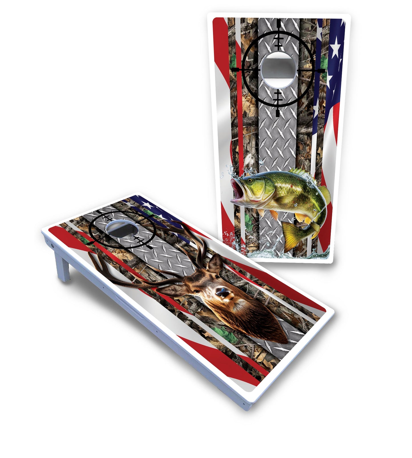 Scope Deer & Fish Cornhole Boards - All Weather Series