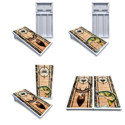 Scope Deer & Fish Plank Cornhole Boards - All Weather Series