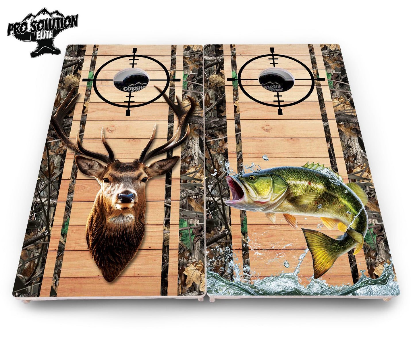 Camo Deer & Fish Cornhole Boards - Pro Elite Series