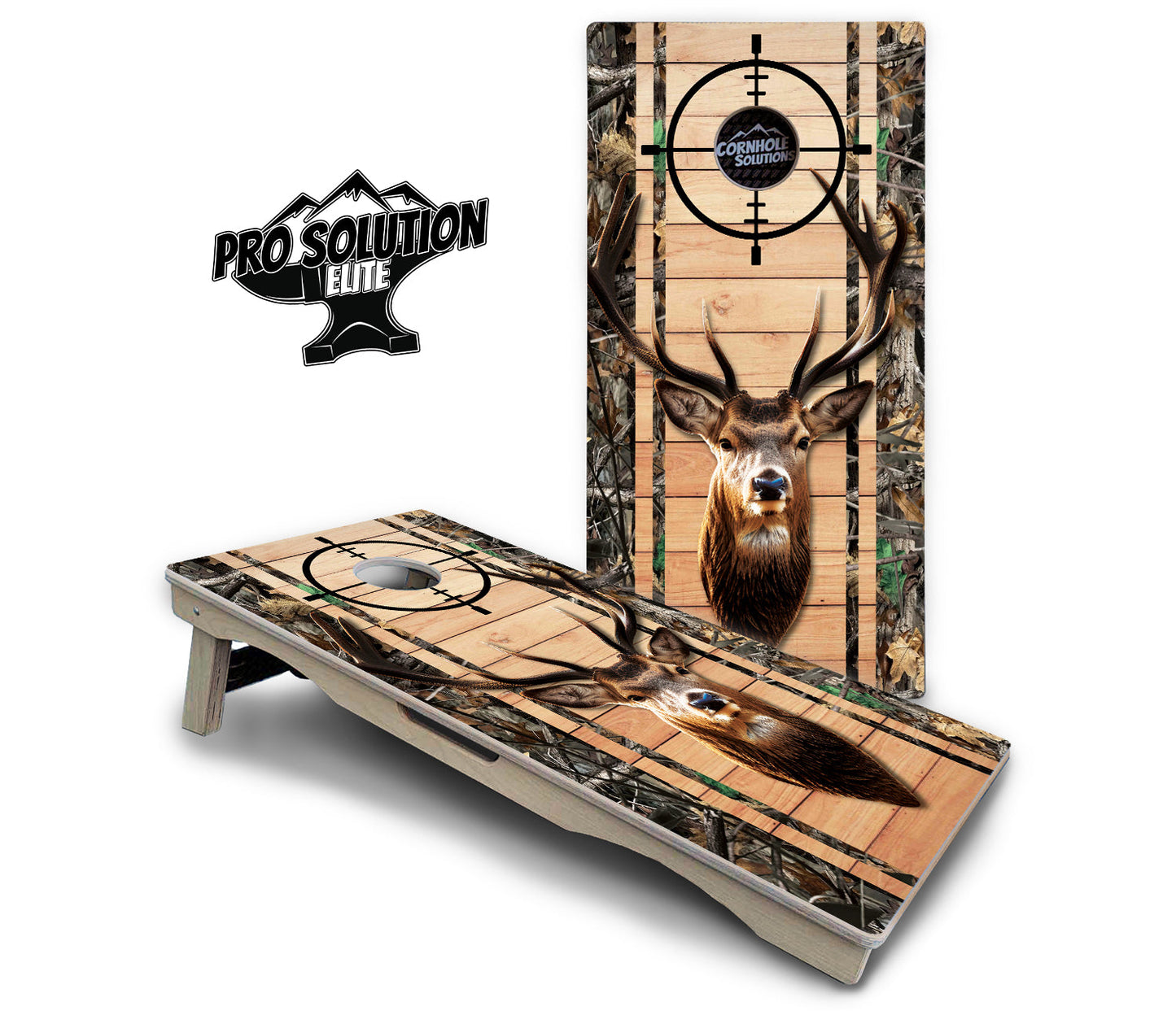 Scope Deer & Fish Plank Cornhole Boards - Pro Solution Elite Series