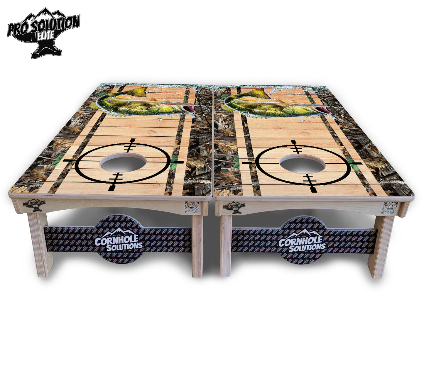 Scope Deer & Fish Plank Cornhole Boards - Pro Solution Elite Series