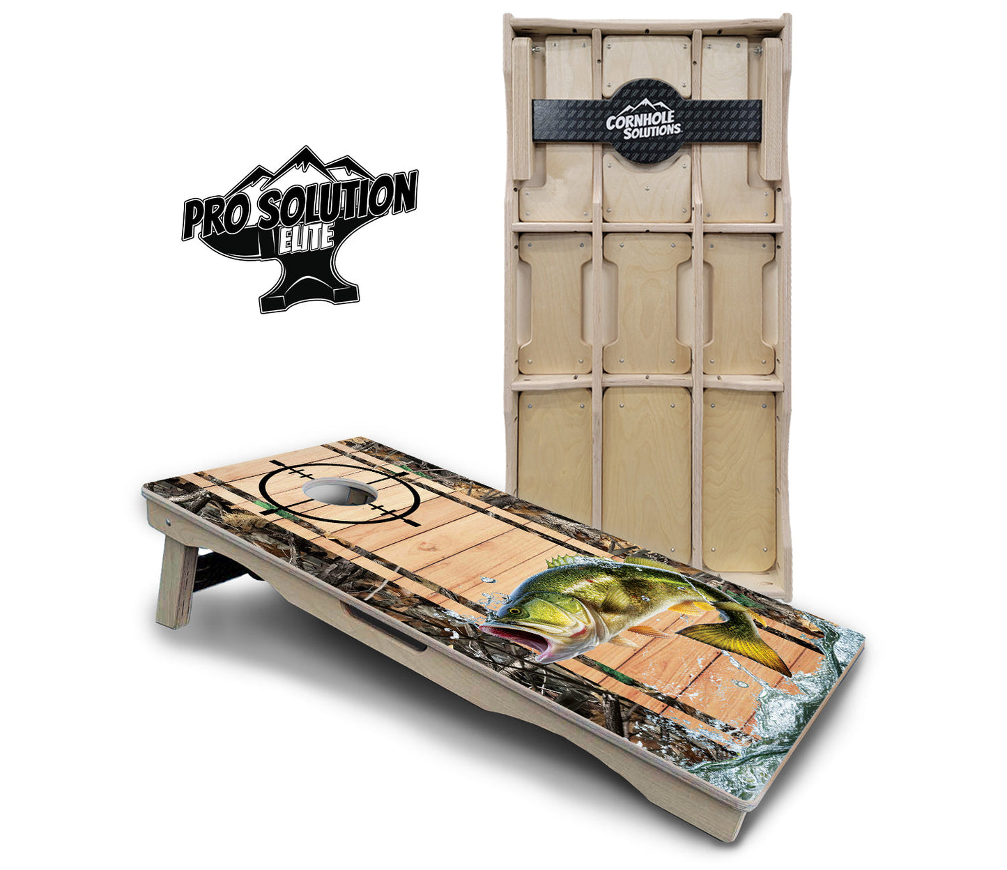 Scope Deer & Fish Plank Cornhole Boards - Pro Solution Elite Series