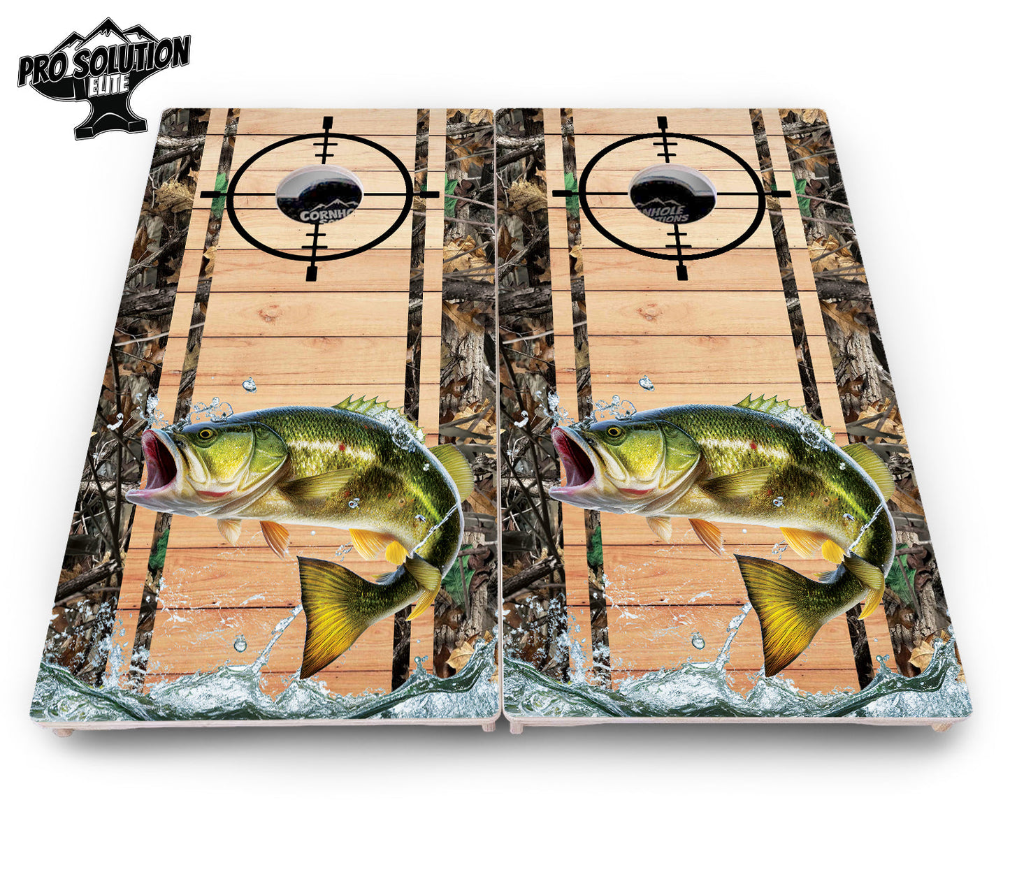 Scope Deer & Fish Plank Cornhole Boards - Pro Solution Elite Series