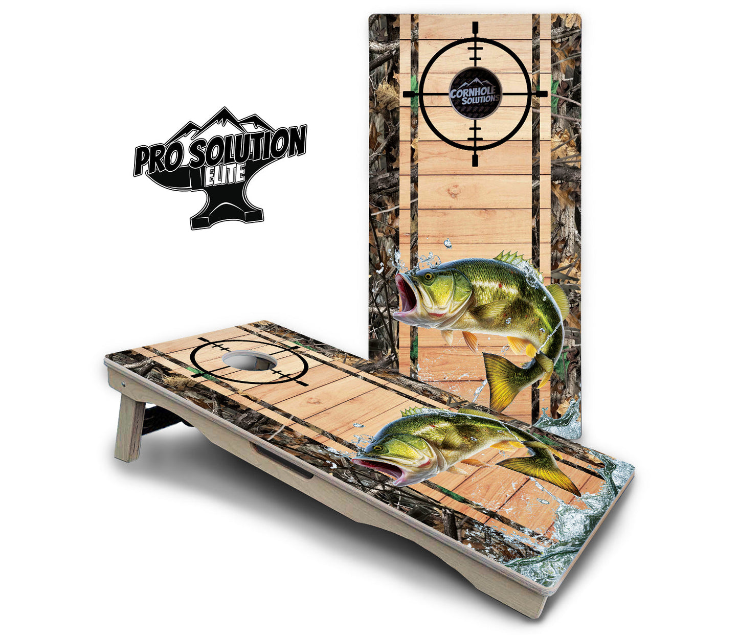 Scope Deer & Fish Plank Cornhole Boards - Pro Solution Elite Series