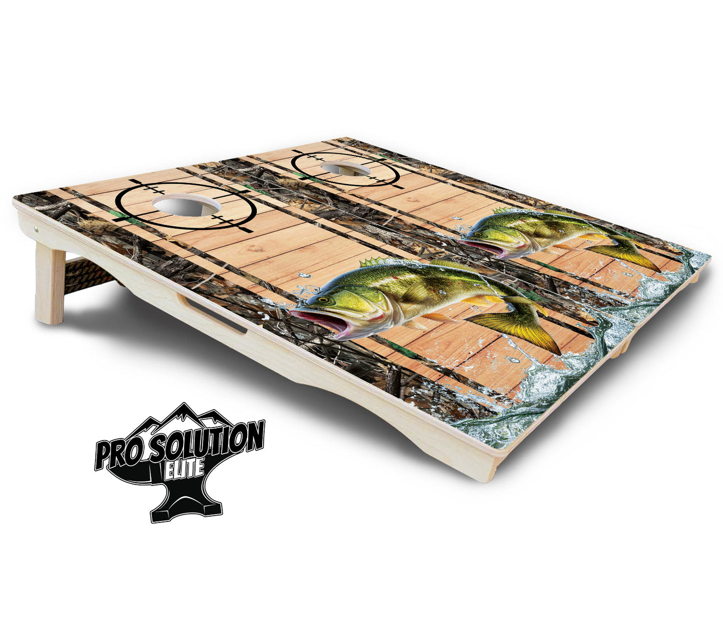 Scope Deer & Fish Plank Cornhole Boards - Pro Solution Elite Series