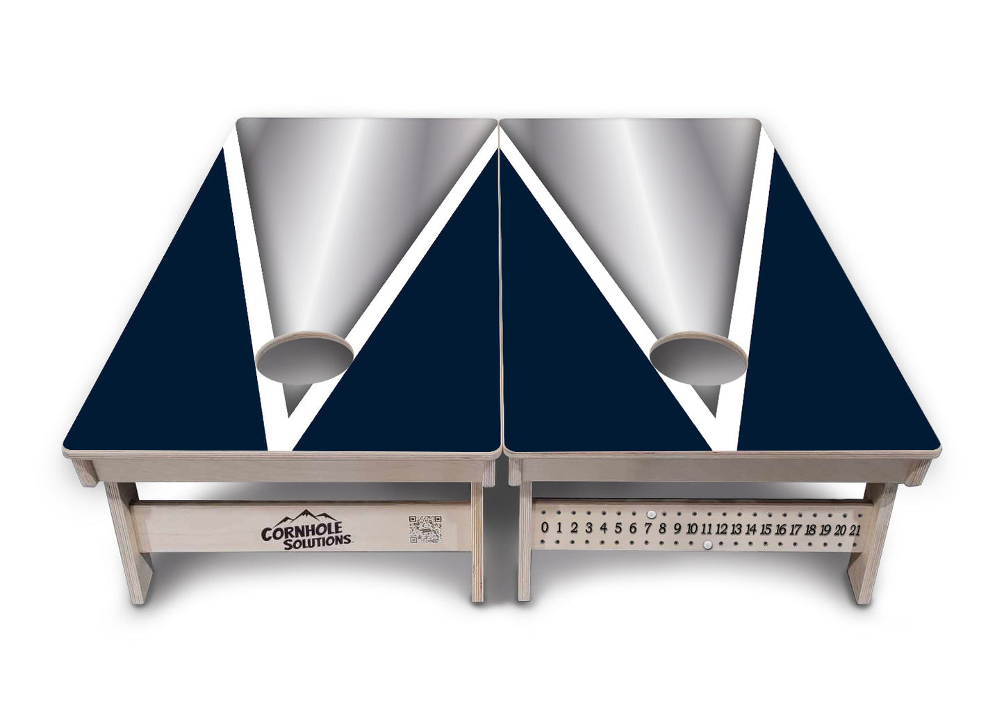 Silver/Blue Triangle Cornhole Boards - Professional Tournament Series