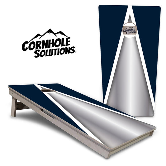 Silver/Blue Triangle Cornhole Boards - Professional Tournament Series