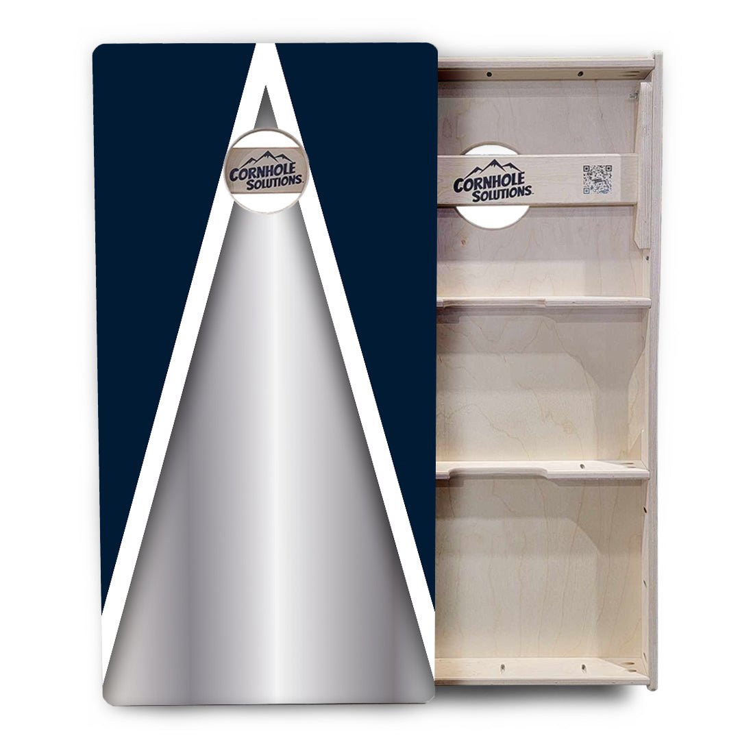 Silver/Blue Triangle Cornhole Boards – Tournament Series