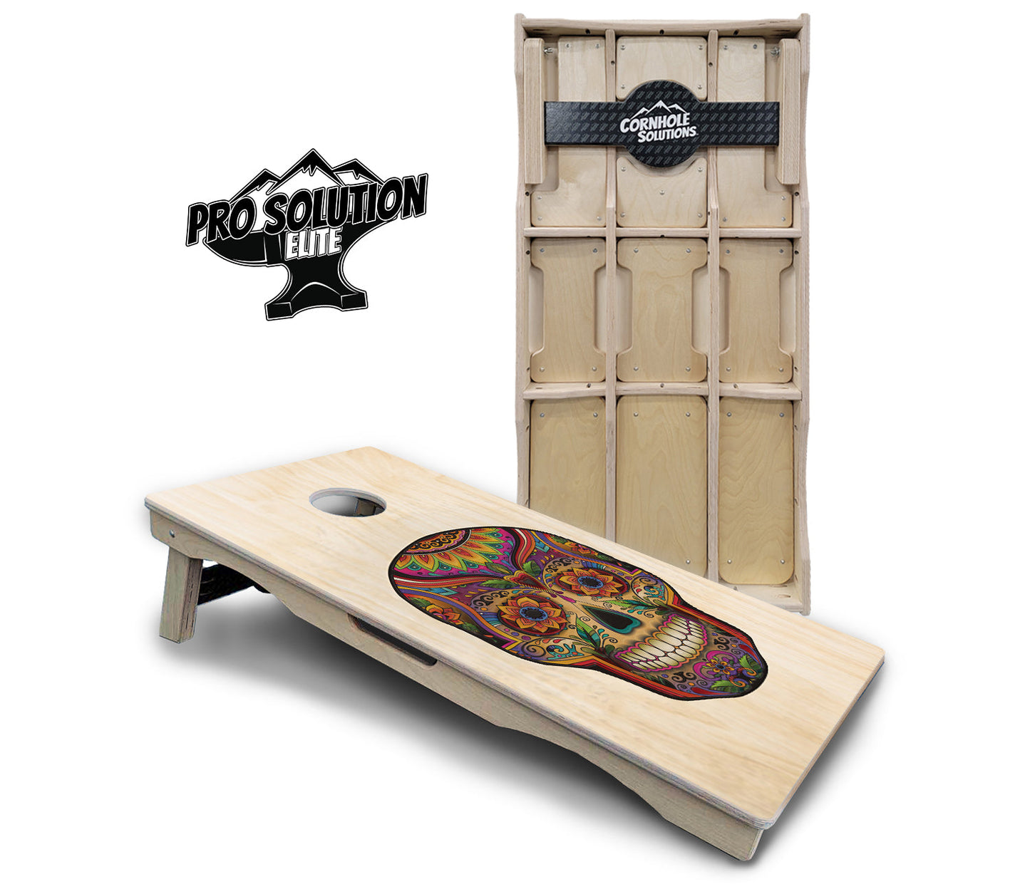 Sugar Skull Cornhole Boards - Pro Solution Elite Series - Natural