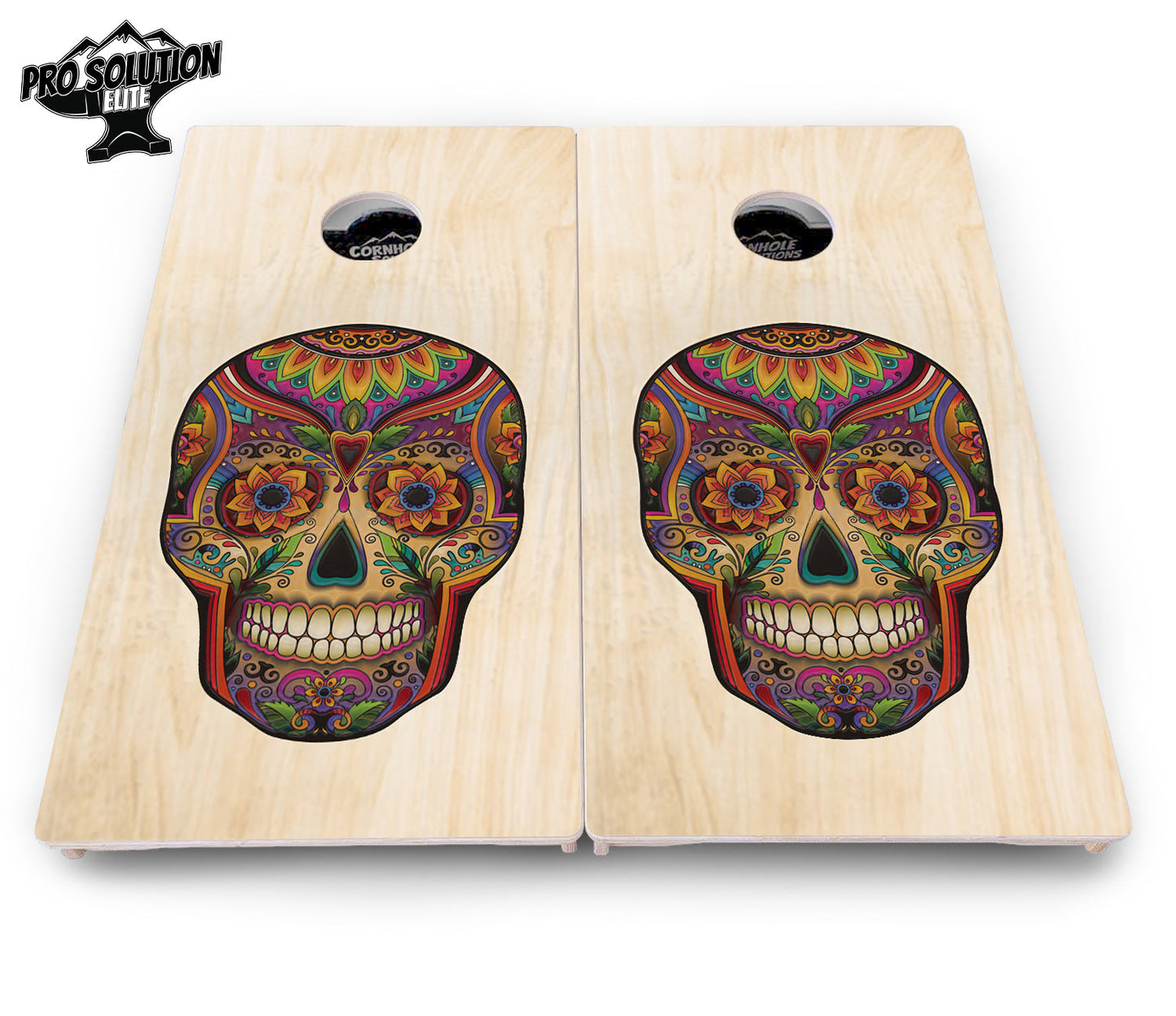 Sugar Skull Cornhole Boards - Pro Solution Elite Series - Natural