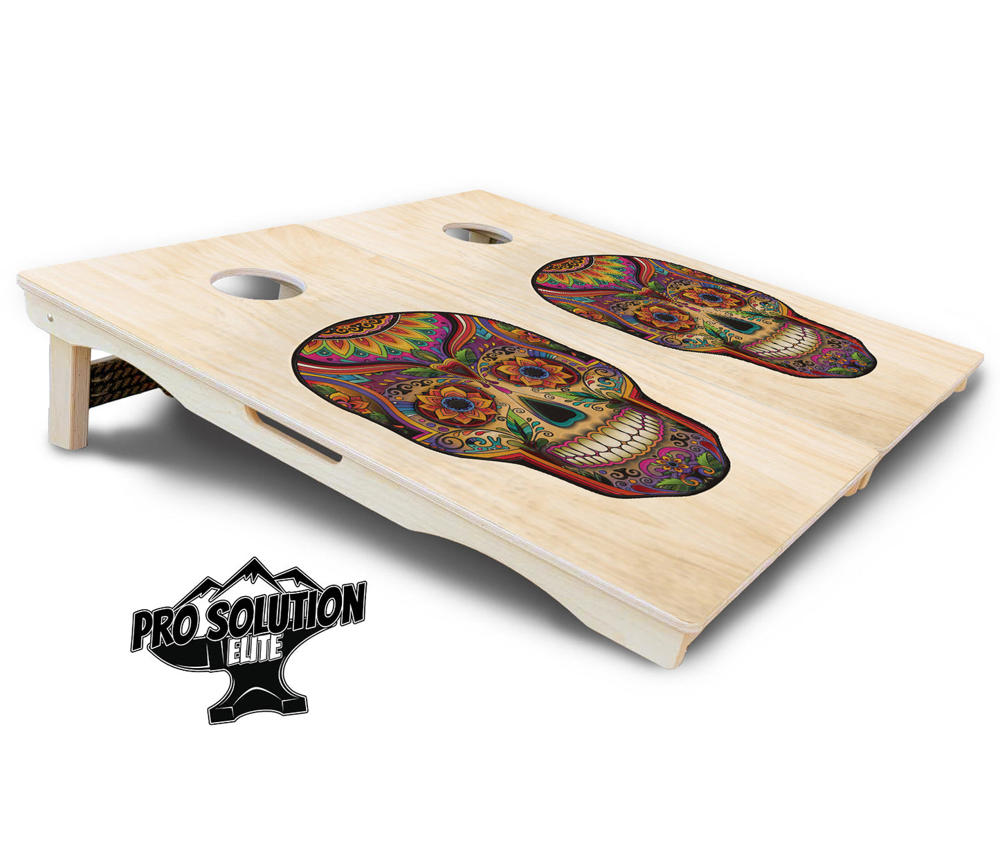 Sugar Skull Cornhole Boards - Pro Solution Elite Series - Natural