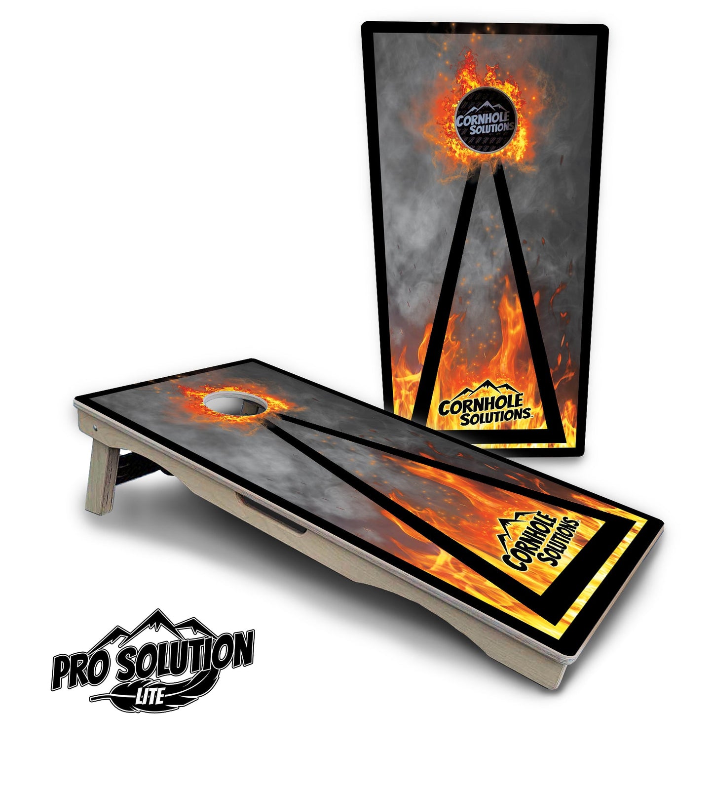 Fire Triangle CS Logo Cornhole Boards - Pro Solution Lite Series