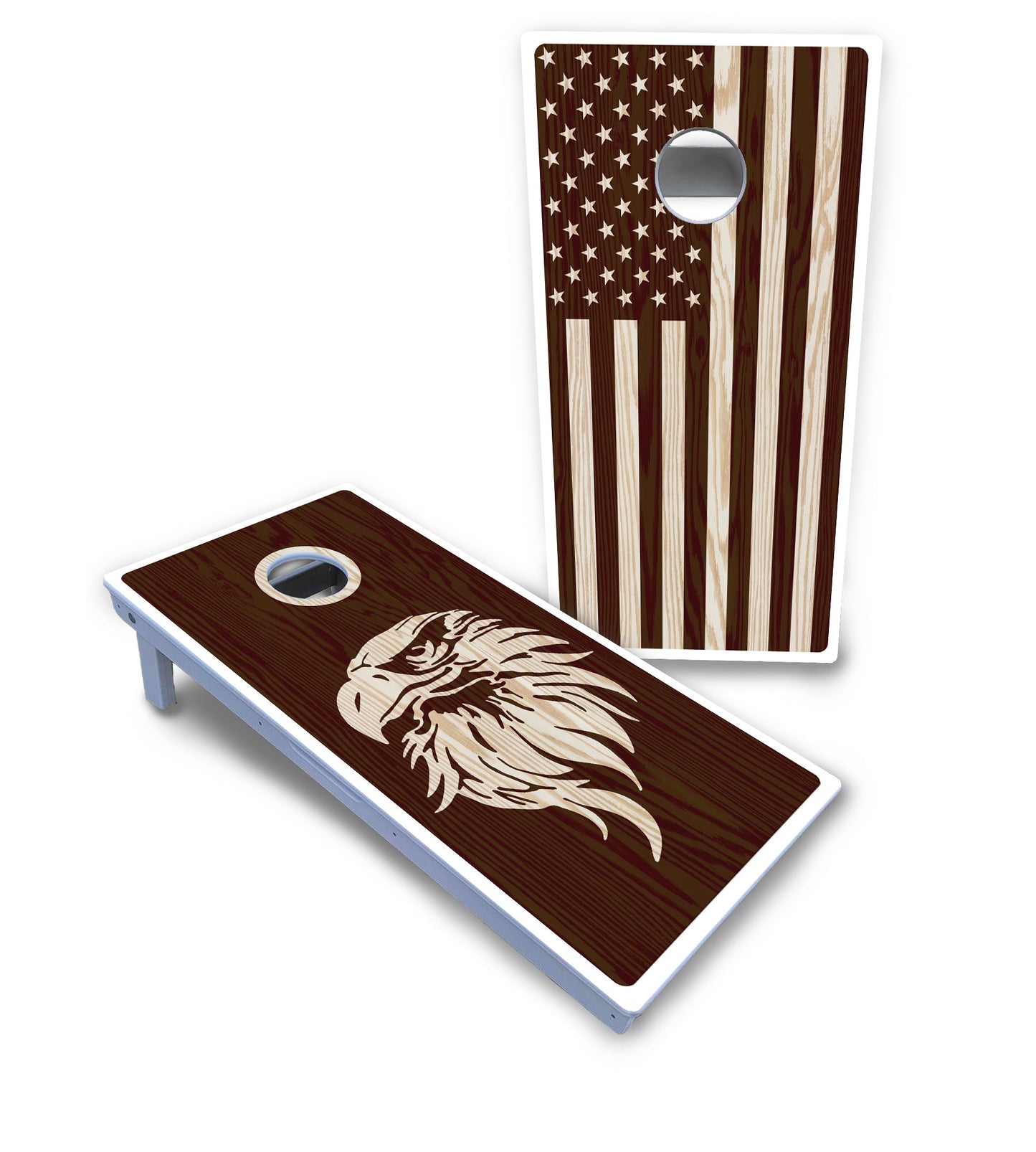 Stained Flag & Eagle Cornhole Boards - All Weather Series