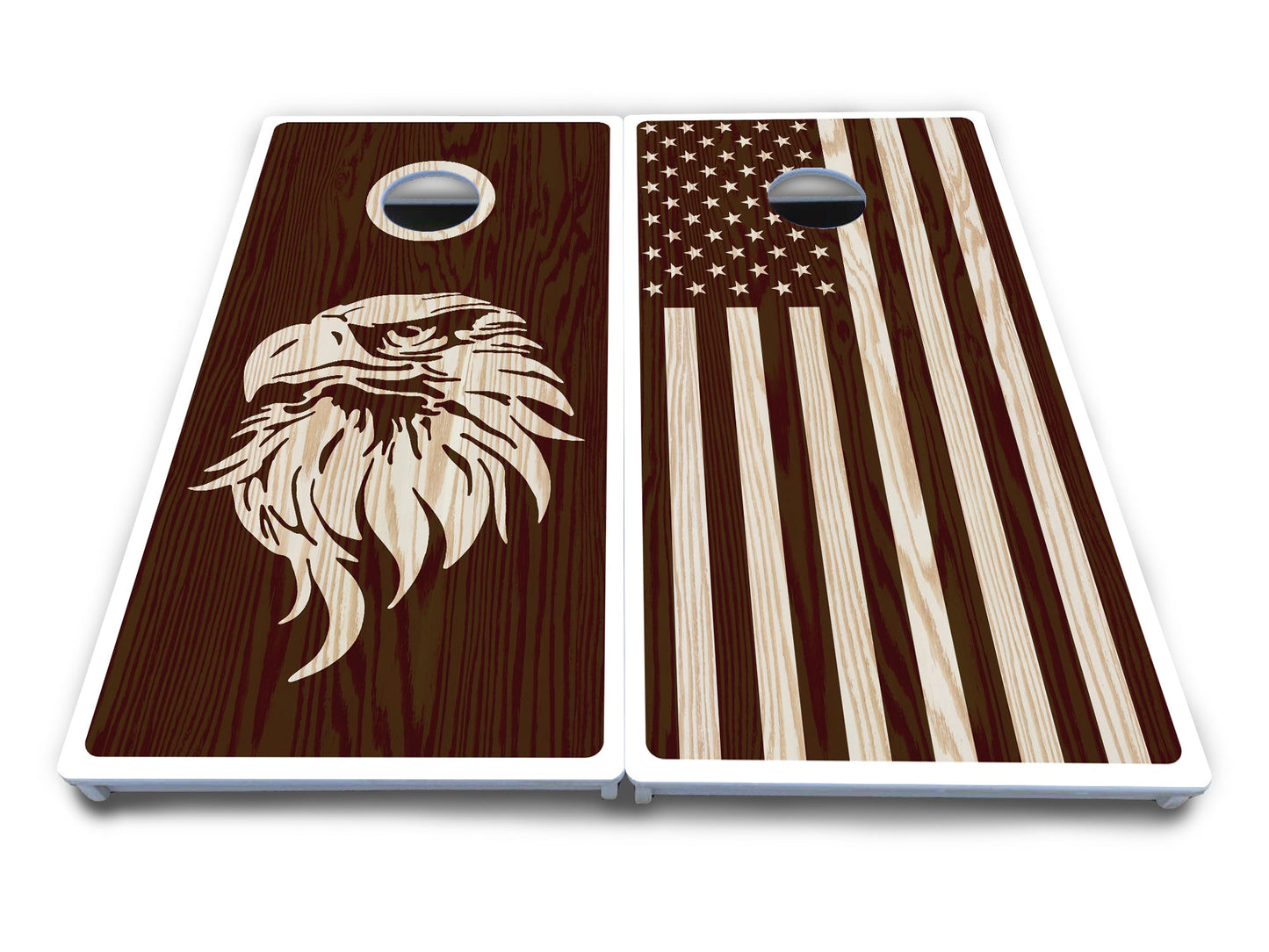 Stained Flag & Eagle Cornhole Boards - All Weather Series