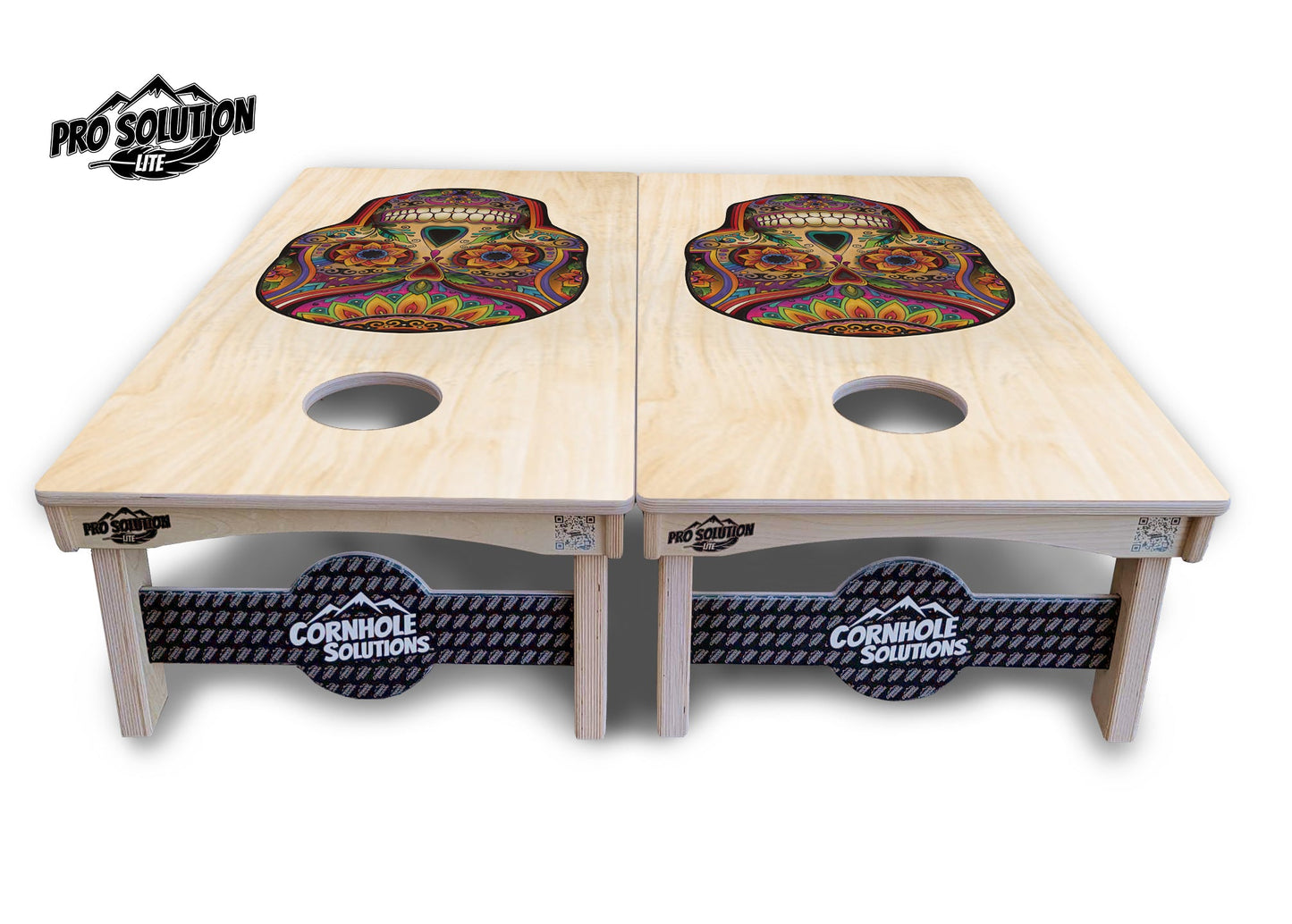 Sugar Skull Cornhole Boards - Pro Solution Lite Series - Natural