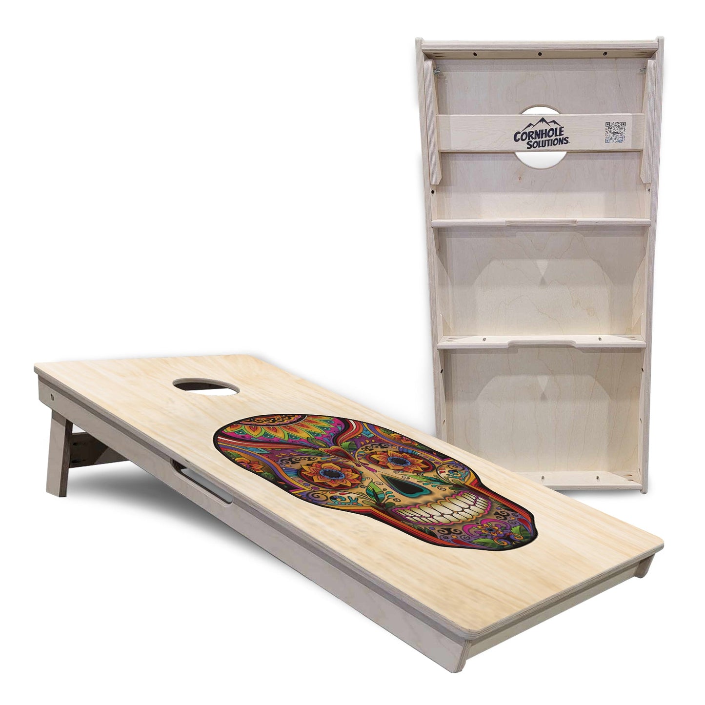 Sugar Skull Cornhole Boards - Professional Tournament Series - Natural