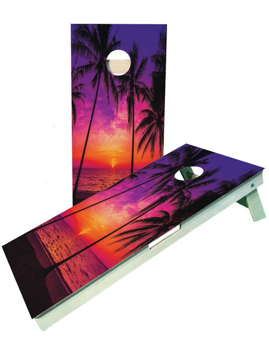 Tropical Sunset Escape Cornhole Boards