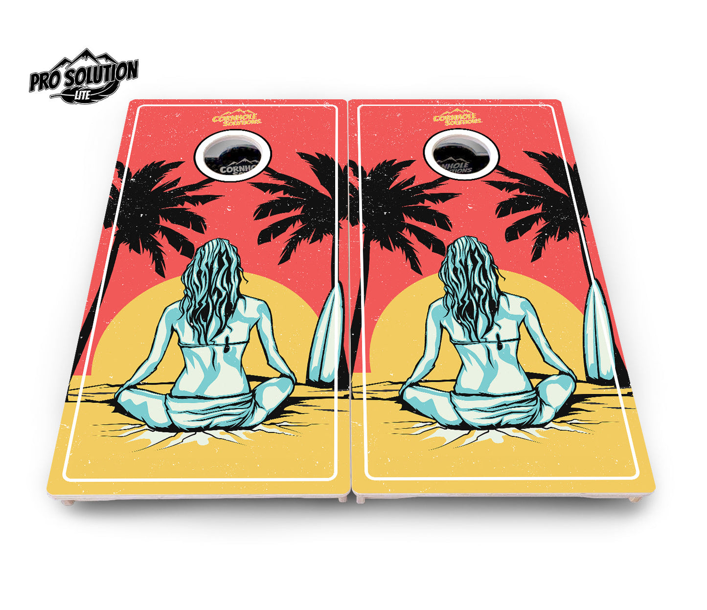 Sunset Girl Cornhole Boards - Pro Solution Lite Series