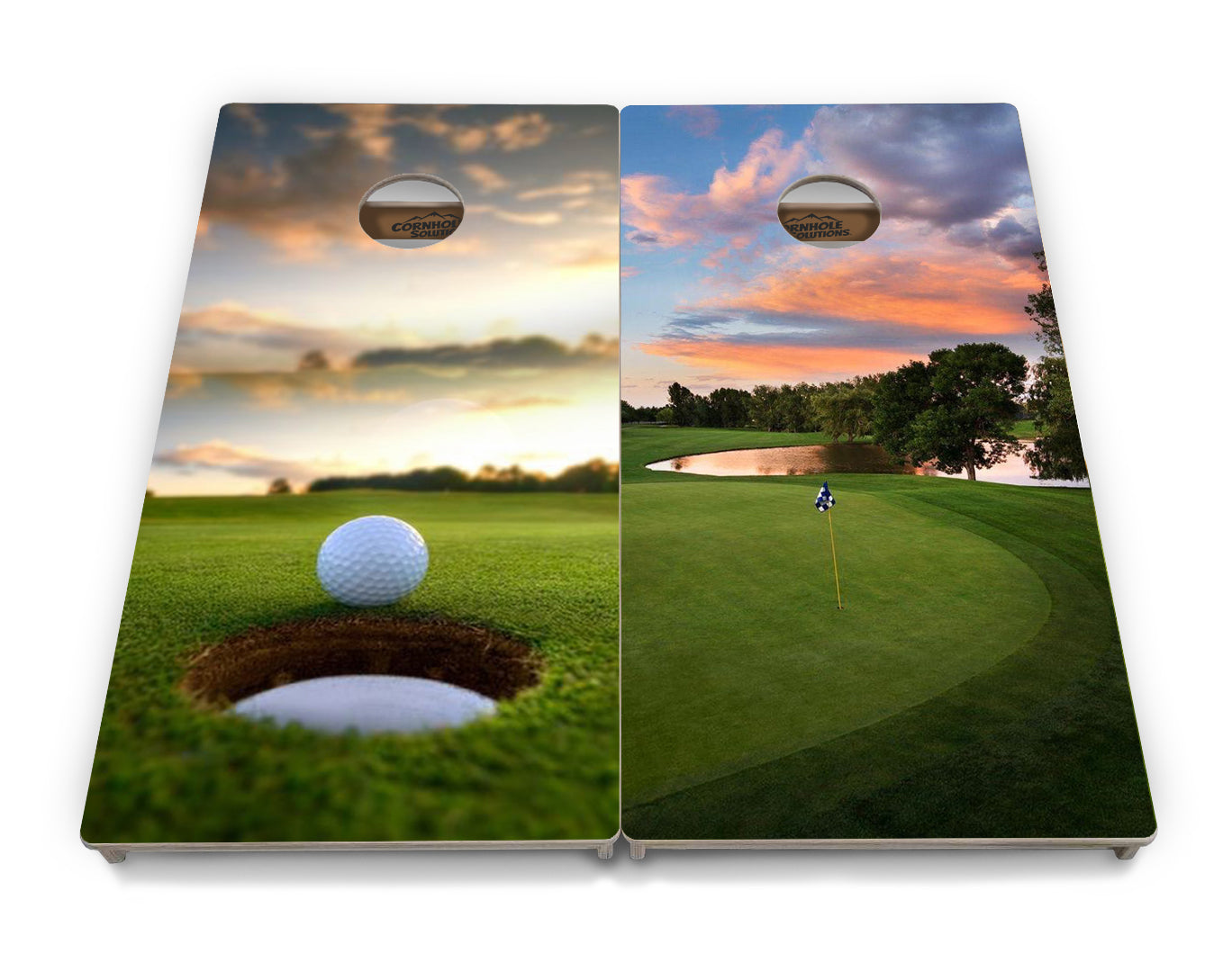 Golf Course Sunset Cornhole Boards - Professional Tournament Series