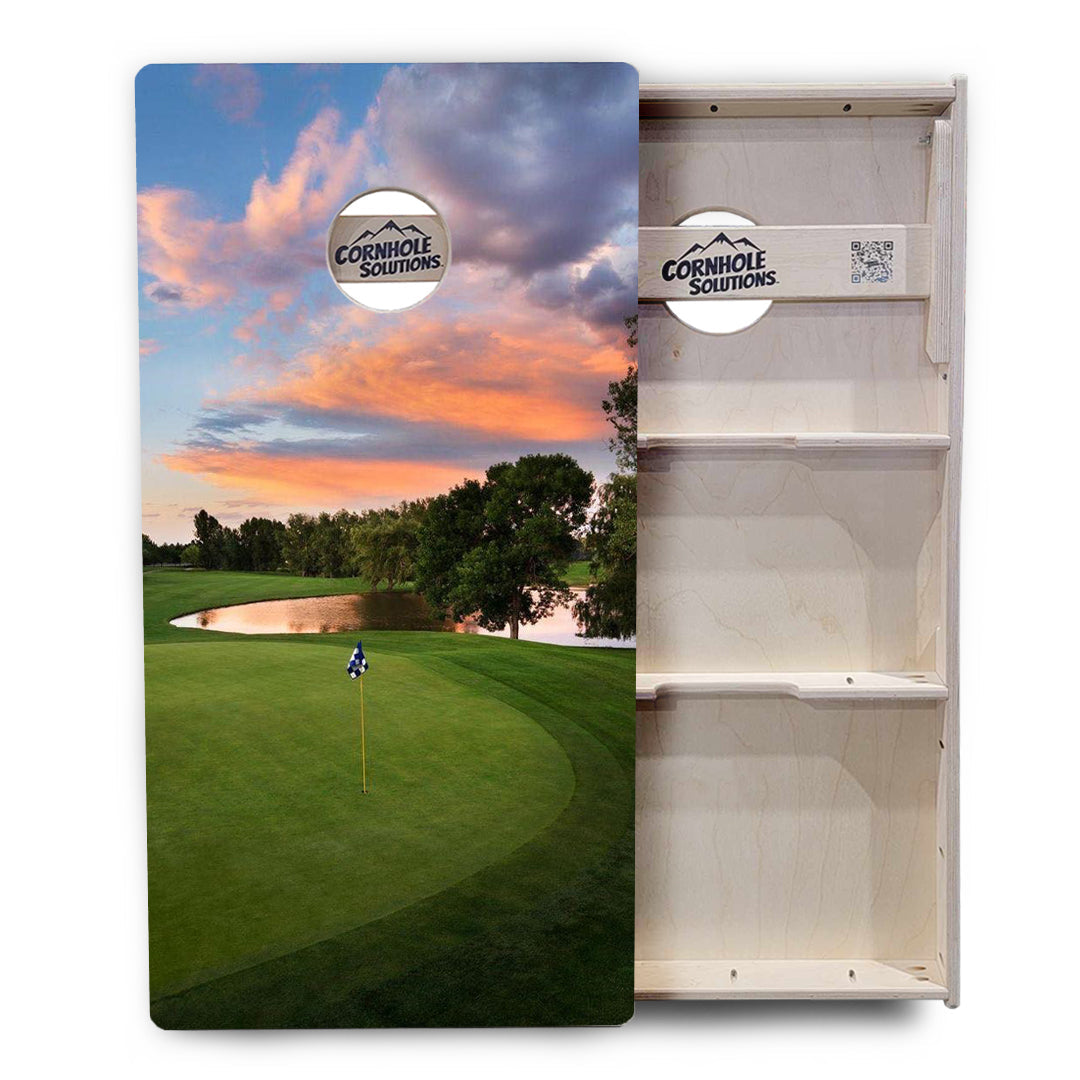 Golf Course Sunset Cornhole Boards - Professional Tournament Series