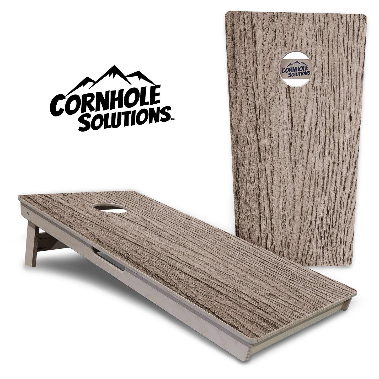 Tan Grey Wood Cornhole Boards - Professional Tournament Series