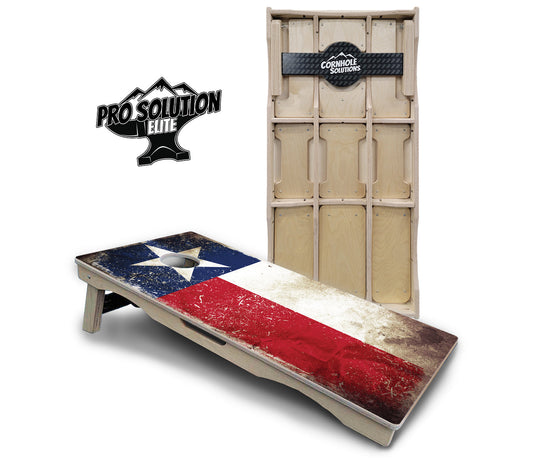 Texas Distressed Flag Cornhole Boards - Pro Solution Elite Series