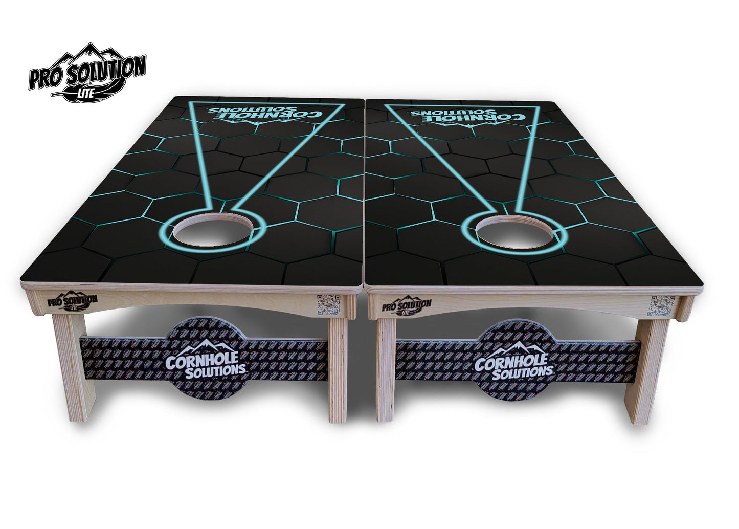 Glow Hole Black Cornhole Boards - Pro Solution Lite Series