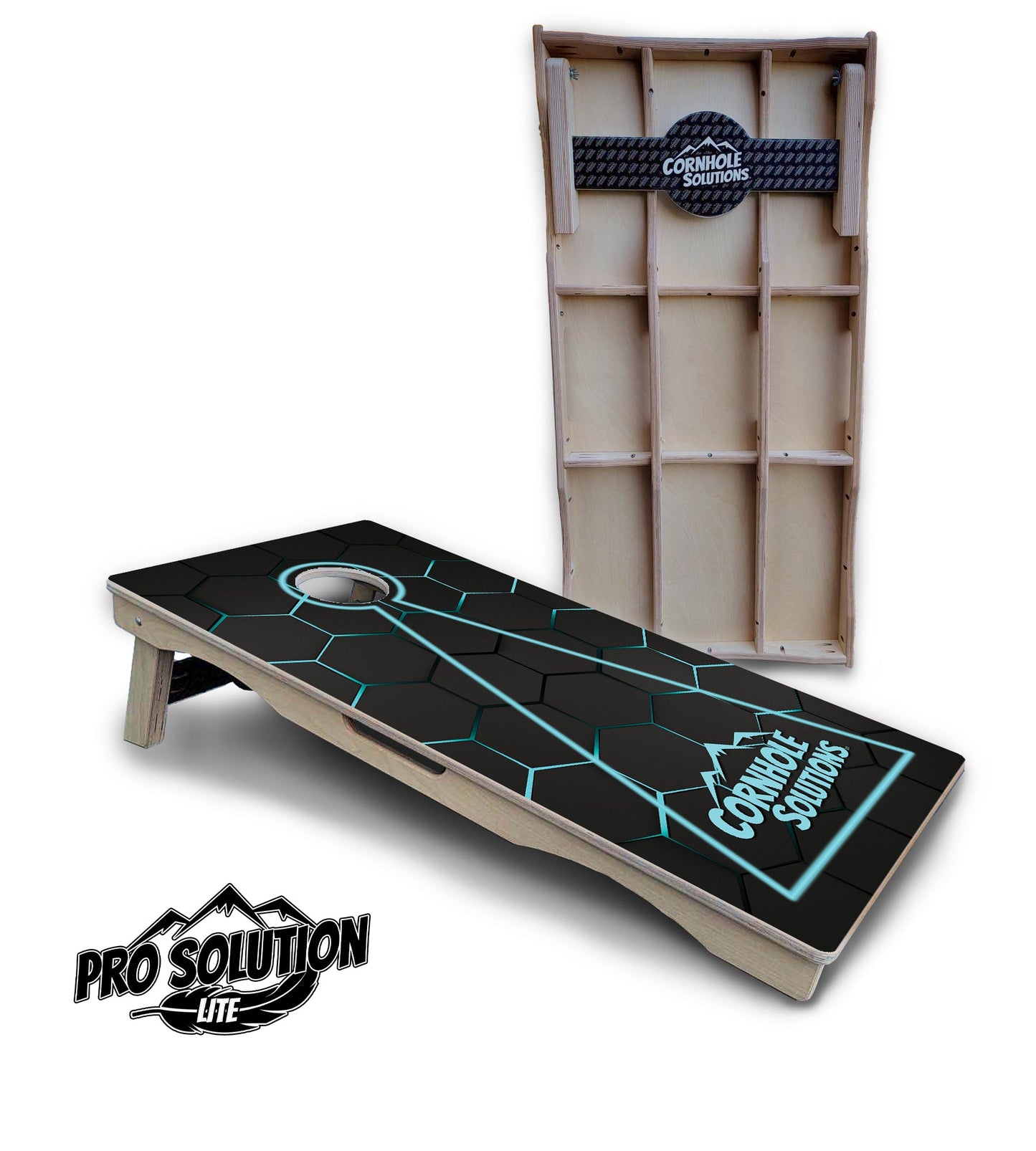 Glow Hole Black Cornhole Boards - Pro Solution Lite Series