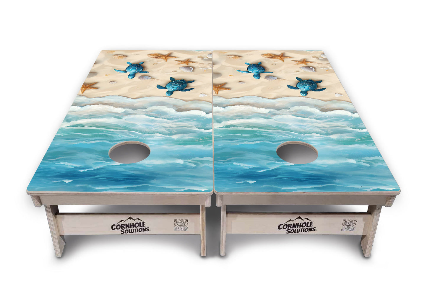 Sea Turtle Beach Scene Cornhole Boards - Professional Tournament Series