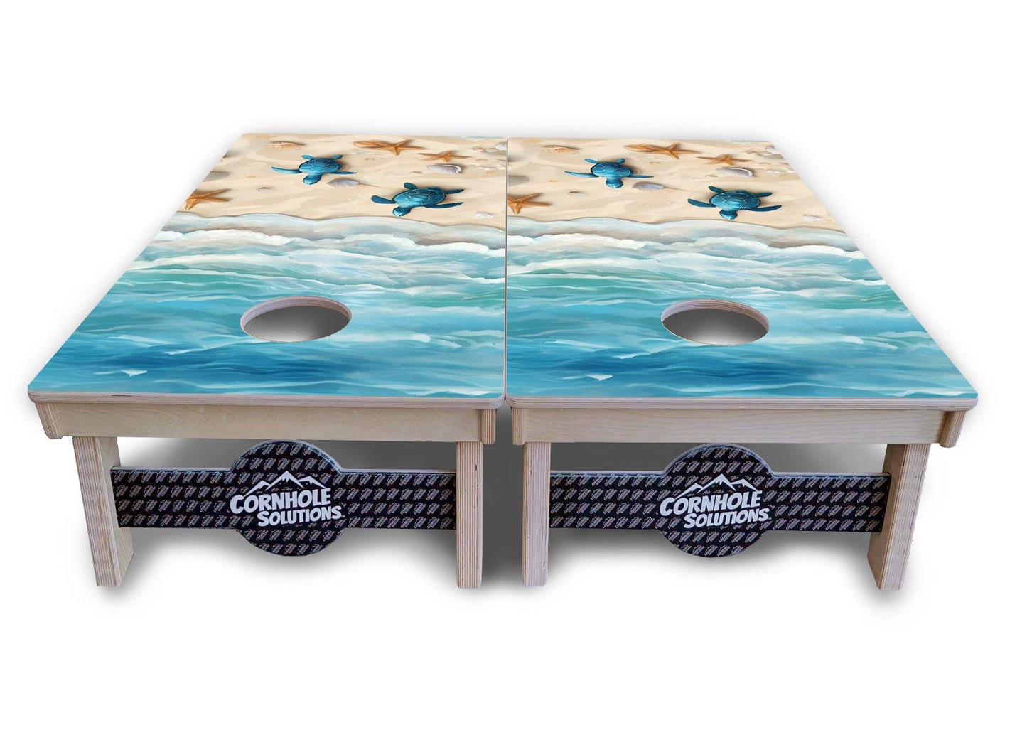 Sea Turtle Beach Scene Cornhole Boards - Professional Tournament Series