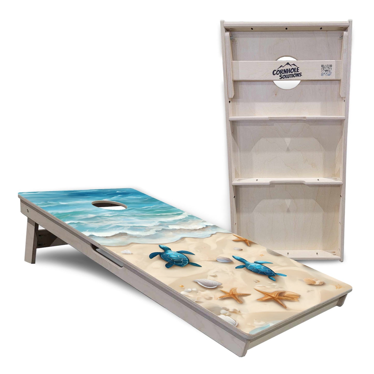 Sea Turtle Beach Scene Cornhole Boards - Professional Tournament Series