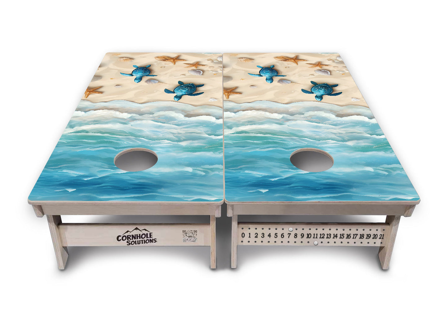 Sea Turtle Beach Scene Cornhole Boards - Professional Tournament Series