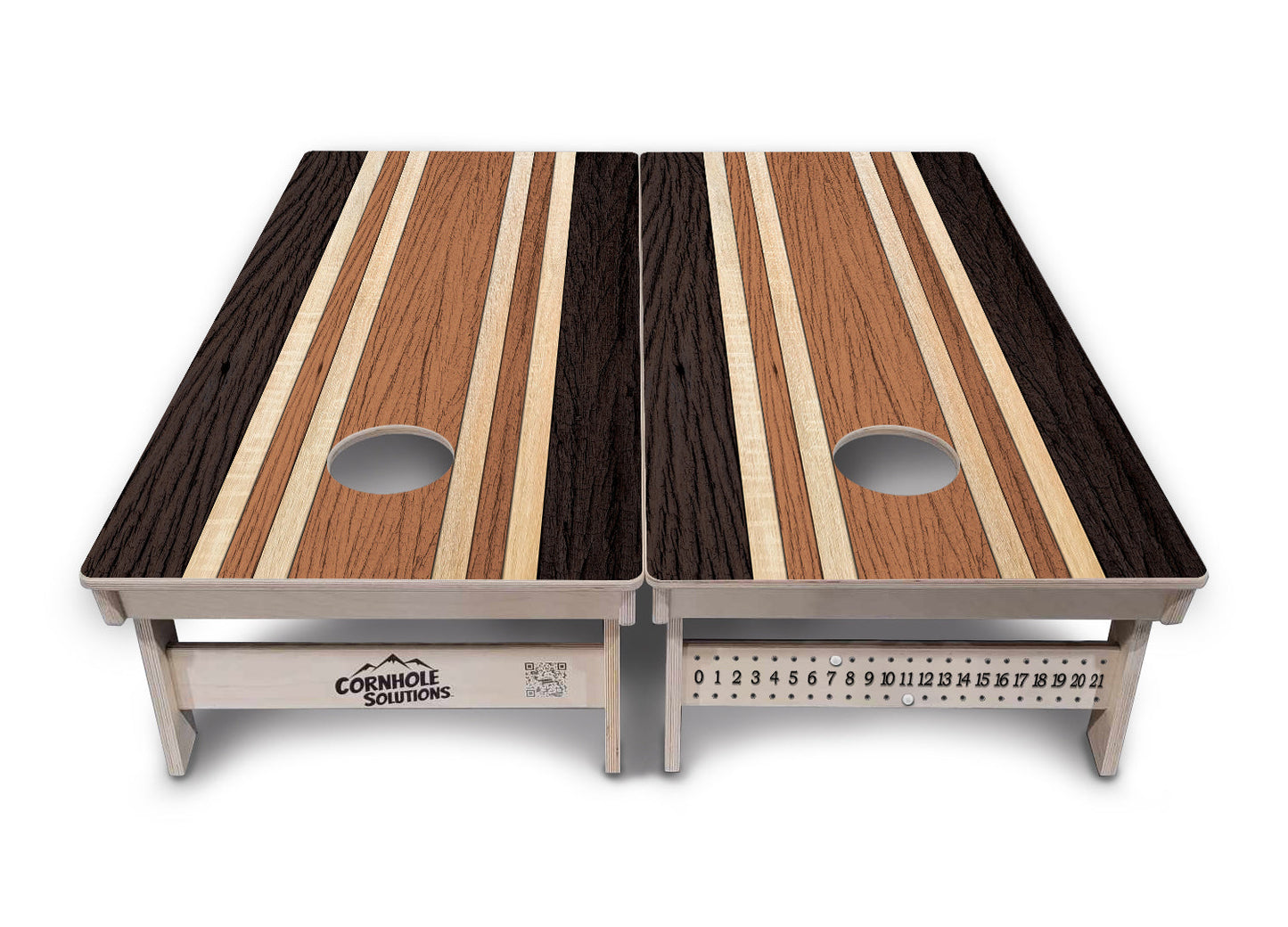Brown Two Tone Stripes Cornhole Boards - Professional Tournament Series