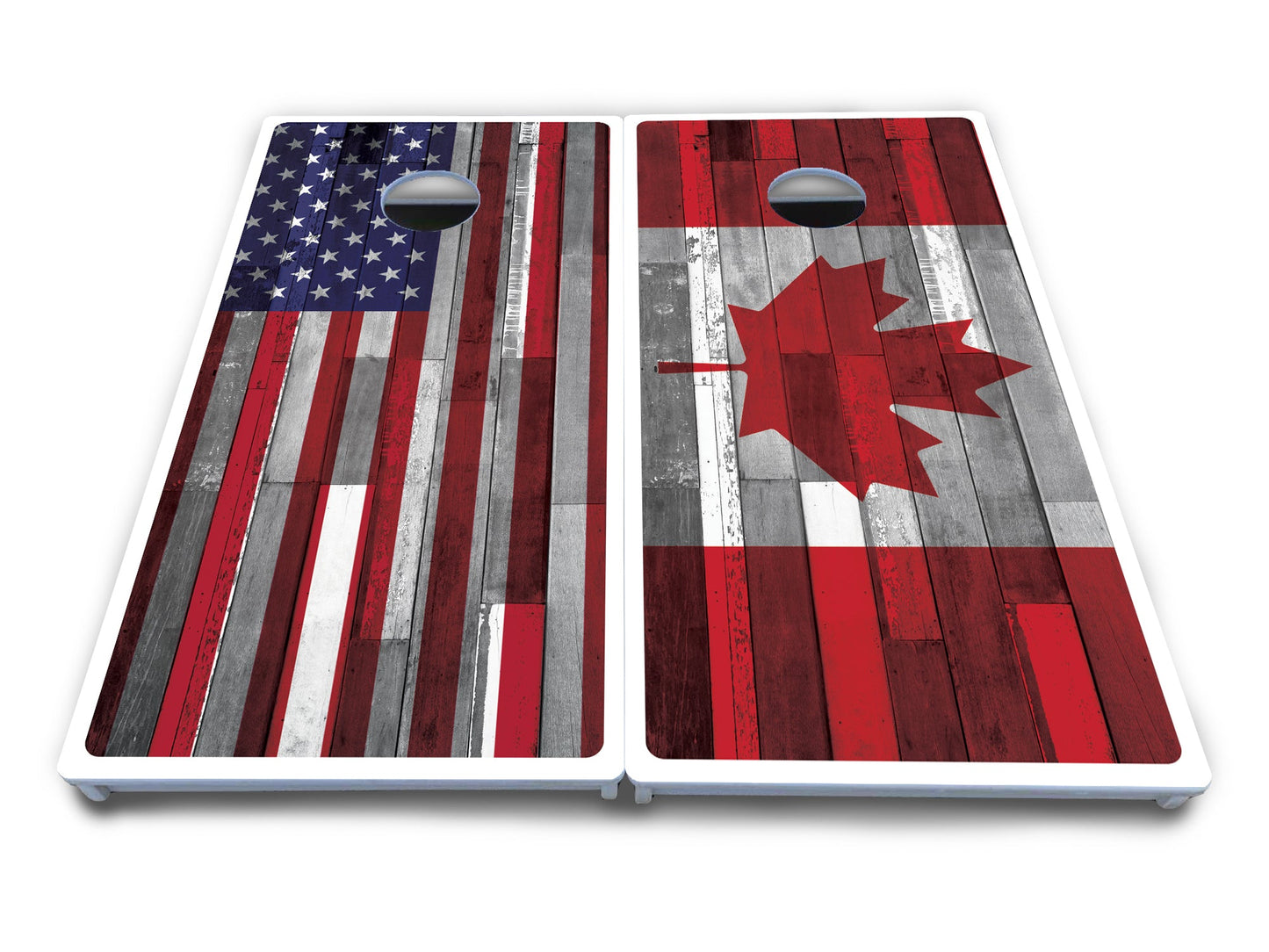 USA / Canada / Union Jack Plank Flag Cornhole Boards - All Weather Series