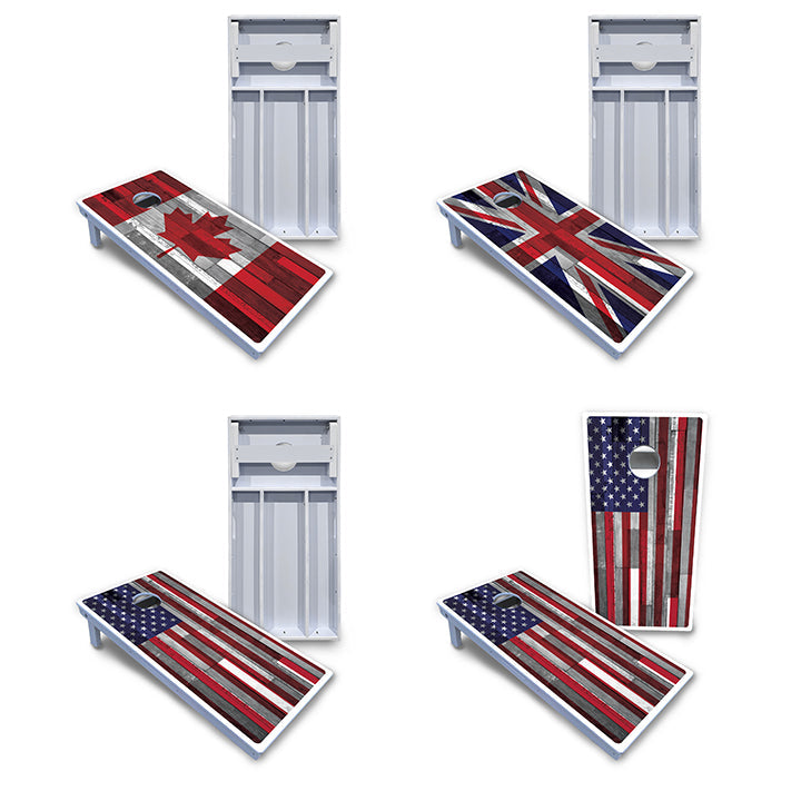 USA / Canada / Union Jack Plank Flag Cornhole Boards - All Weather Series