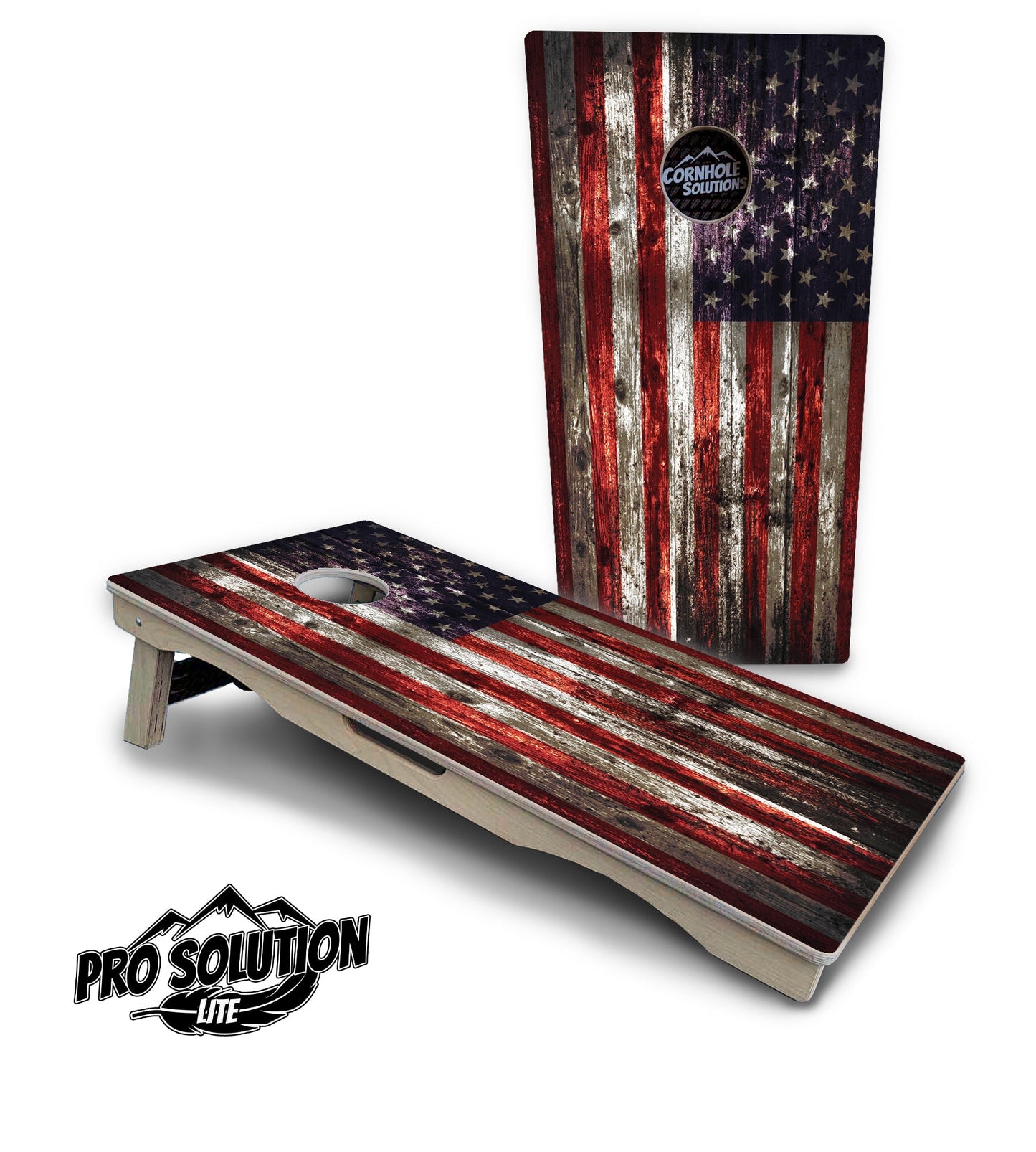 Distressed Flag Cornhole Boards - Pro Solution Lite Series