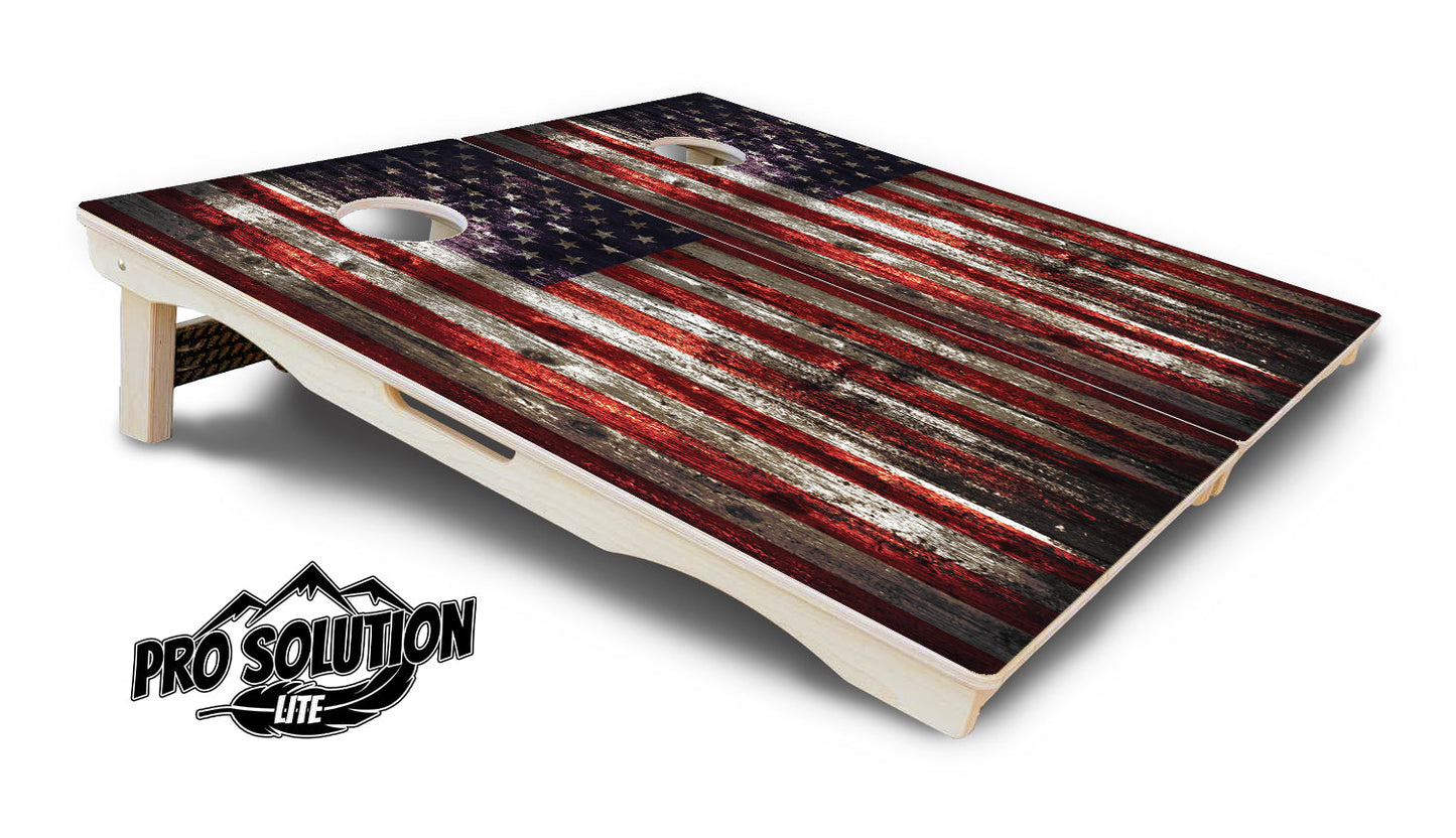 Distressed Flag Cornhole Boards - Pro Solution Lite Series