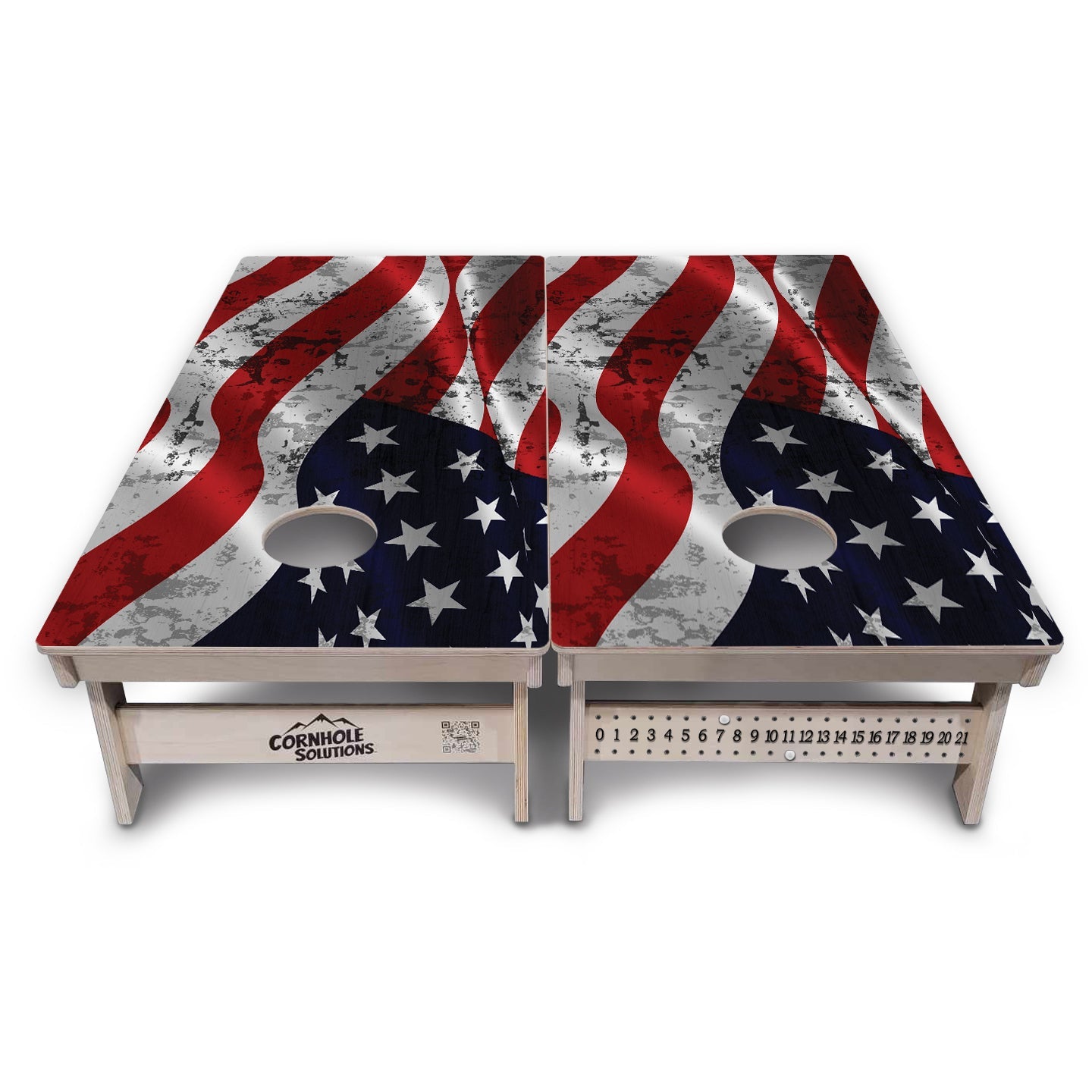 Wavy Distressed Flag Cornhole Boards - Professional Tournament Series